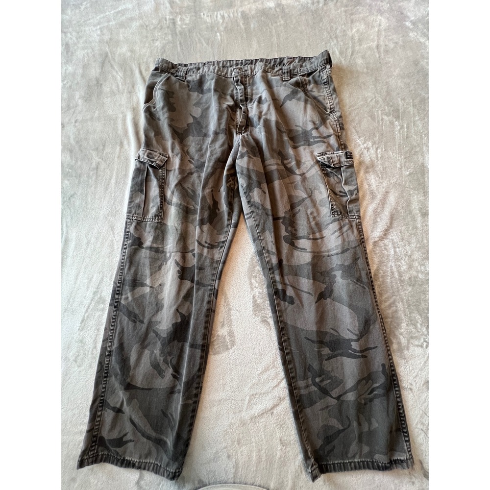 Wrangler Cargo Pants Mens 42x32 Gray Camo Authentic Issue Relaxed Fit Cotton